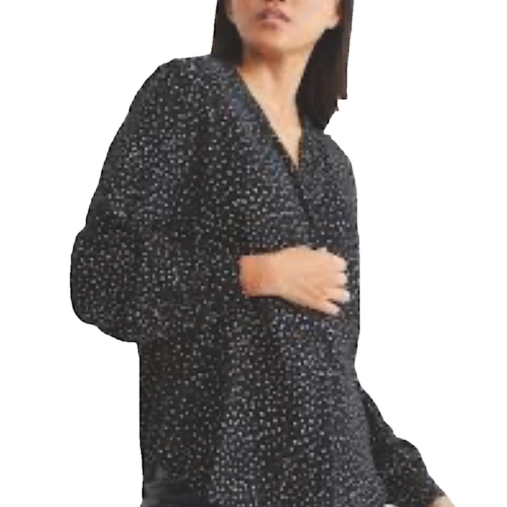 JCrew| Popover Polkadot Long Sleeve Blouse. Navy small.